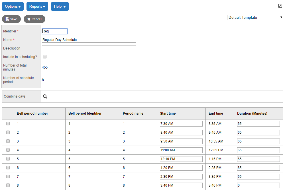 New Bell Schedule page