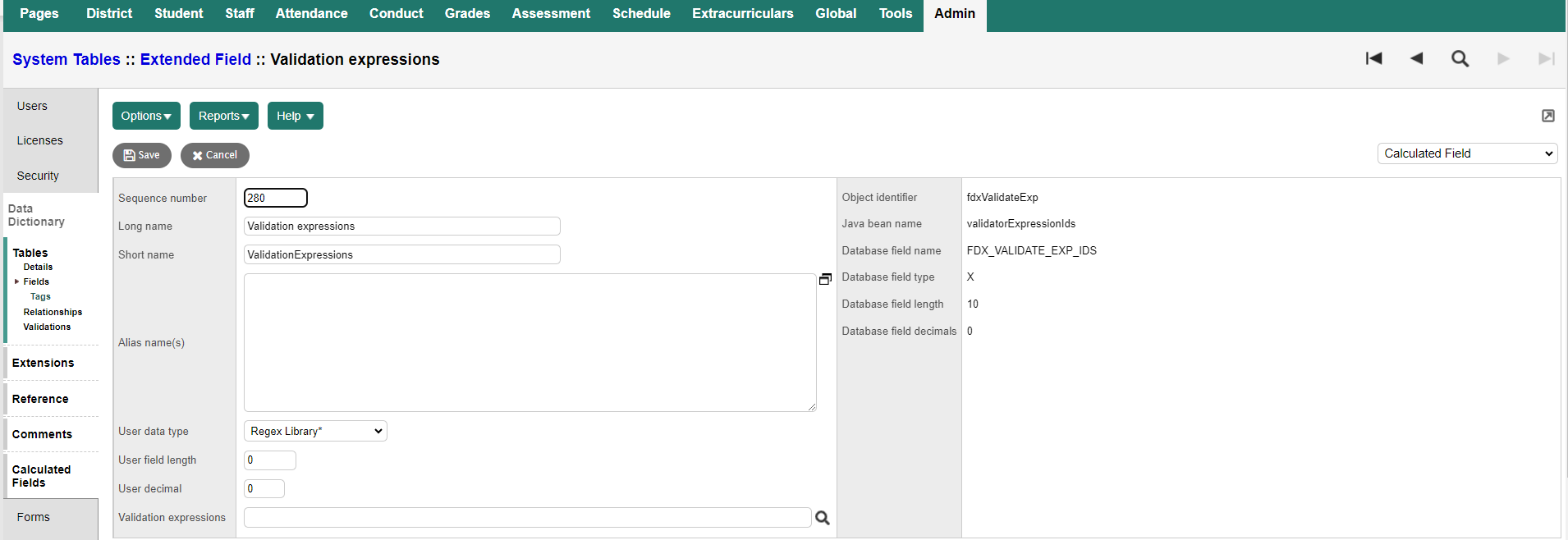 Validation expressions page