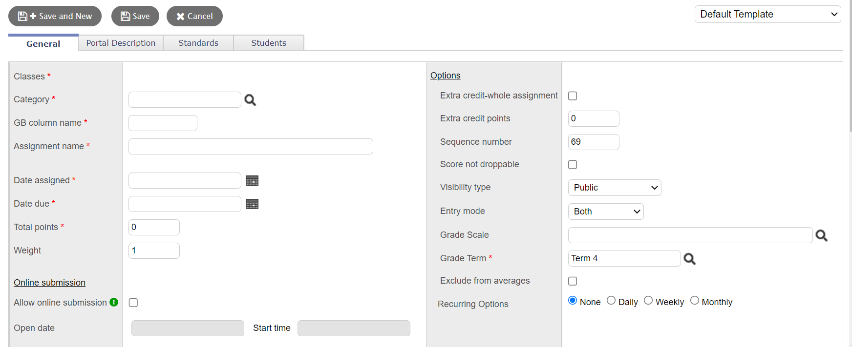 Assignment Details page